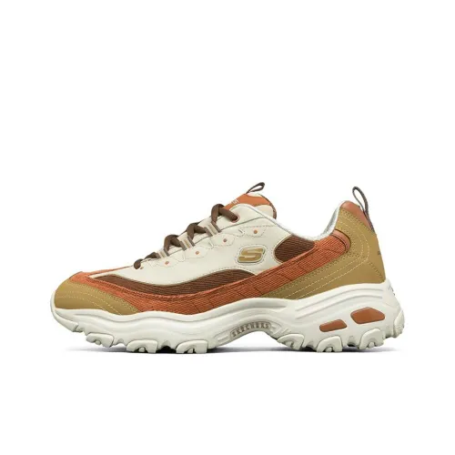 Skechers D'LITES 1,0 Амортизация Износостойкие Низкие Кроссовки Мужские Белый-Коричневый