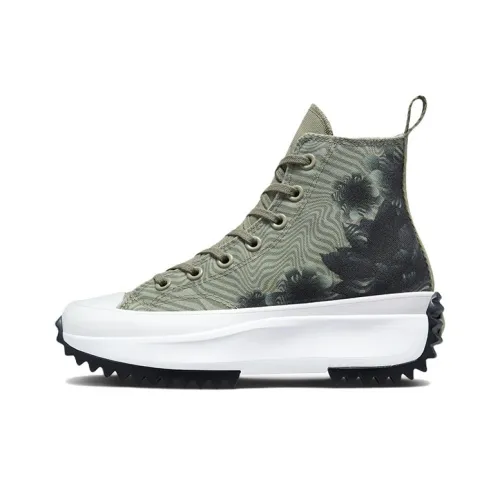 Converse Run Star Hike Платформа Устойчивая к истиранию Высокий Топ Кеды Унисекс Зеленый