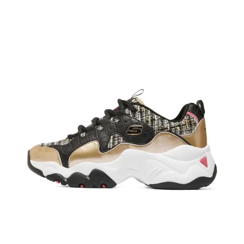 Skechers D'LITES 3,0 Амортизация Износостойкие Низкие Кроссовки с Толстой Подошвой Женские Черный Золото