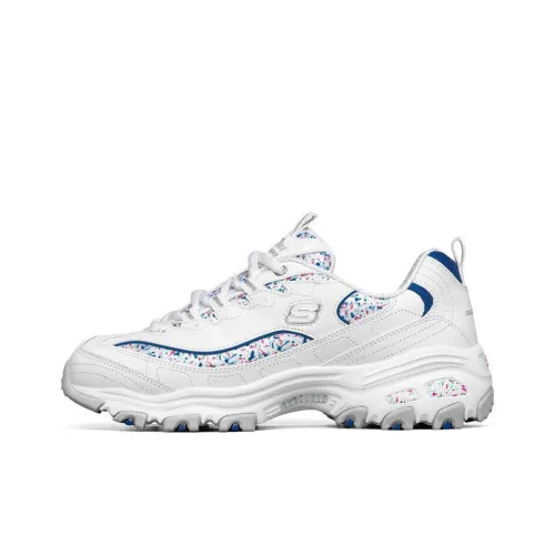 Skechers D'LITES 1,0 Low Топ Толстая подошва Кроссовки Женские Белые Розовые Синие