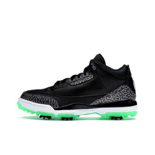 Jordan Air Джордан 3 Ретро Амортизаторы Slip-resistant (против скольжения) Abrasion-resistant (устойчивый к истиранию) MID Топ Обувь для гольфа Мужской Черный