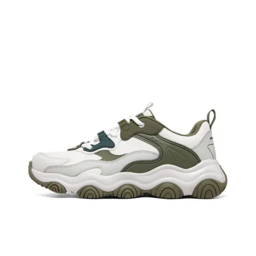 Skechers D'LITES 1,0 Bibimbap Медведь Новый Низкий Топ Кроссовки с Толстой Подошвой Мужские Белые Зеленые