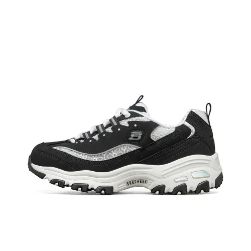 Skechers D'LITES 1,0 1,0 Low Топ Толстоподошвенные кроссовки Женские Черный белый