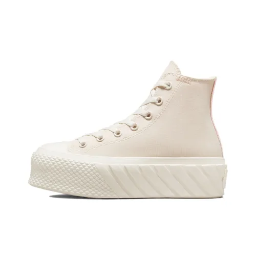 Конверс All Star Lift 2X Платформа Crafted Canvas High Топ Кеды Женские Светло-розовый Бежевый