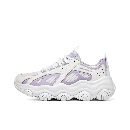 Skechers Rover X Фиолетовый Медвежонок Низкий Топ Толстая Подошва Кроссовки Женские Белые Фиолетовые