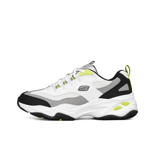 Skechers D'LITES 4,0 Устойчивые к истиранию Низкие Топ Кроссовки для бега Мужские Белый Черный Серый