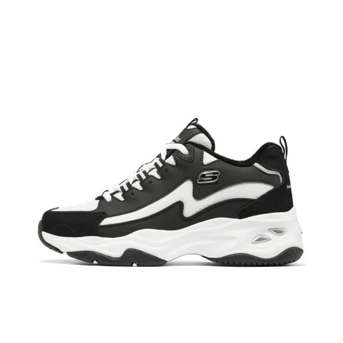 Skechers D'LITES 4,0 LIGHTNING PANDA Обувь Амортизация Низкий Топ Толстая Подошва Кроссовки Женские Черный Белый