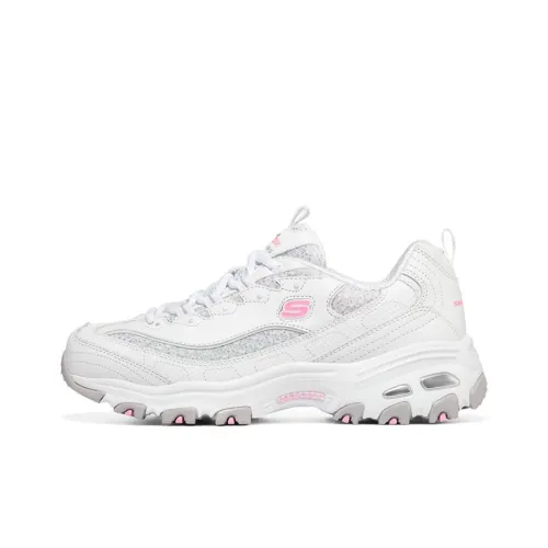 Skechers D'Lites Low Топ Толстая подошва Кроссовки Женские Белые Розовые