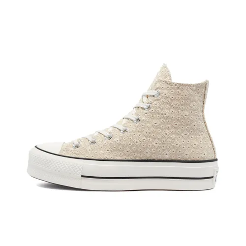 Конверс Платформа Chuck Taylor All Star High Топ Кеды Женские Бежевый Белый Желтый