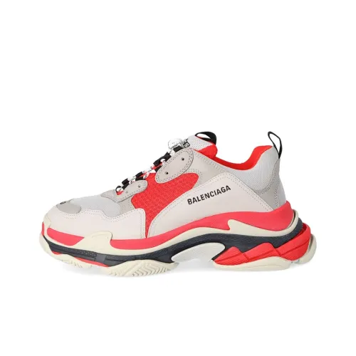 Balenciaga Triple S Low Топ Толстая подошва Кроссовки Мужские Серый Красный