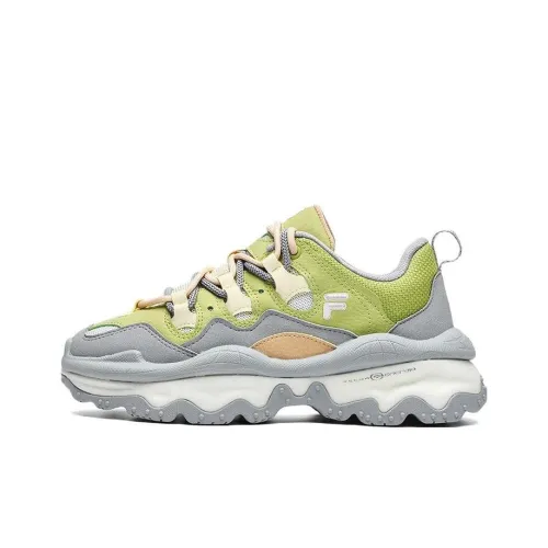 FILA FUSION QD96 Звезда PEAK Обувь Низкий Топ Толстая Подошва Кроссовки Женские Коричневый Серый Туманный