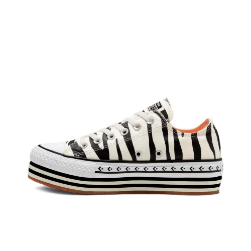 Converse Chuck Taylor All Star Sunblocked Платформа Низкие Кеды Женские Черно-белые Полосы
