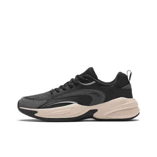 ANTA Ace Slip-on Устойчивый к истиранию Низкий Топ Толстая подошва Кроссовки Мужские Черный Серый