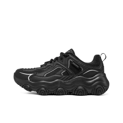 Skechers D'LITES 1,0 Bibimbap Медведь Новый Низкий Топ Кроссовки с Толстой Подошвой Женские Черные