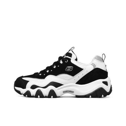 Skechers D'LITES 2,0 Low Топ Толстая подошва Кроссовки Женские Черный Белый Серый