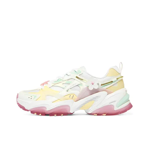 Skechers Stamina V2 Peach Blossom Обувь Низкий Топ Толстая Подошва Женские Белые Многоцветные