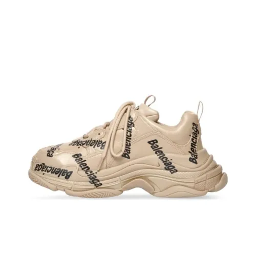 Balenciaga Triple S Low Топ Толстая подошва Кроссовки Женские Бежевый Черный