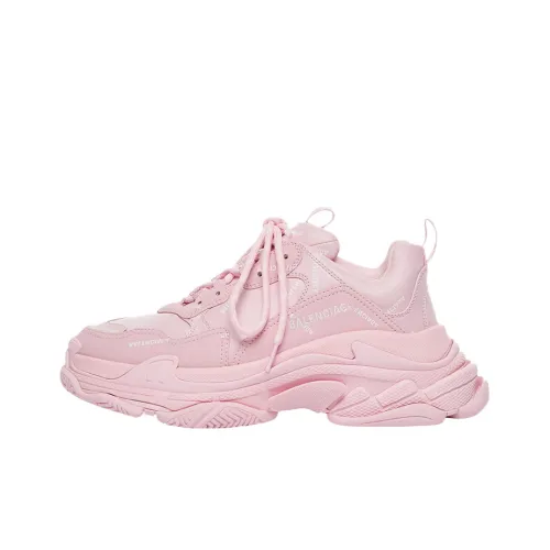 Balenciaga Triple S Allover Логотип Низкие кеды с толстой подошвой Женские Вишневый цветок Розовый