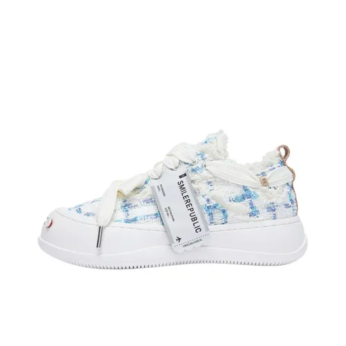 SMILEREPUBLIC Laugh Series Glacier Mint Low Top Canvas Shoes Unisex White Blue