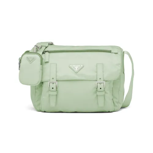 PRADA RE Edition Переработанный нейлон с кожаными вставками сумка 2-в-1 курьерская сумка сумка через плечо средний размер унисекс аква-зеленый