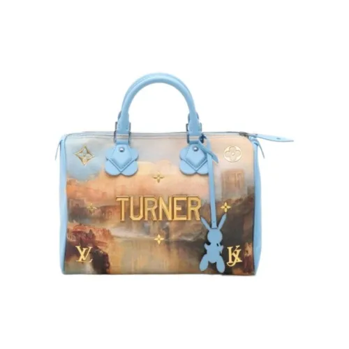 LOUIS VUITTON Speedy Поливинилхлорид Кожа Сумка Женская Бежевая Светло-Синяя