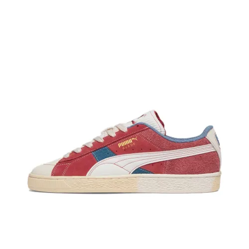 PUMA Suede Series Quilted Nation Low Топ Скейтборд Кроссовки Женские Красный Белый Синий