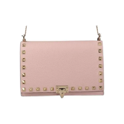 Valentino Rockstud Телячья кожа Маленькая квадратная сумка сумка через плечо сумка на плечо женская розовая