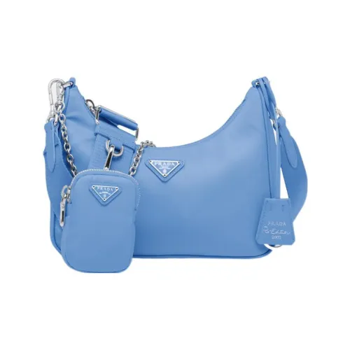 PRADA RE Edition Ткань с кожаными вставками Сумка через плечо Сумка на плечо Женская Светло-фиолетовая Синяя