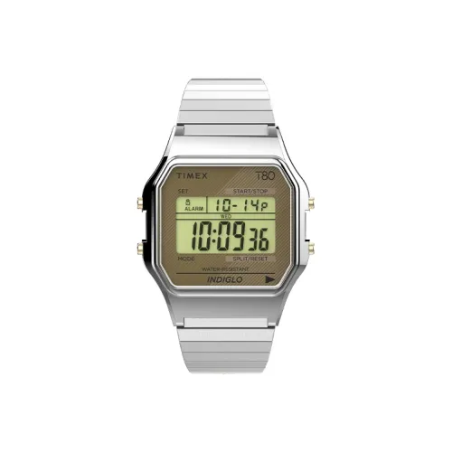 TIMEX T80 Collection Часы Электронные Механизм Нержавеющая сталь Ремешок 34 мм Зеленый циферблат Унисекс TW2V19100