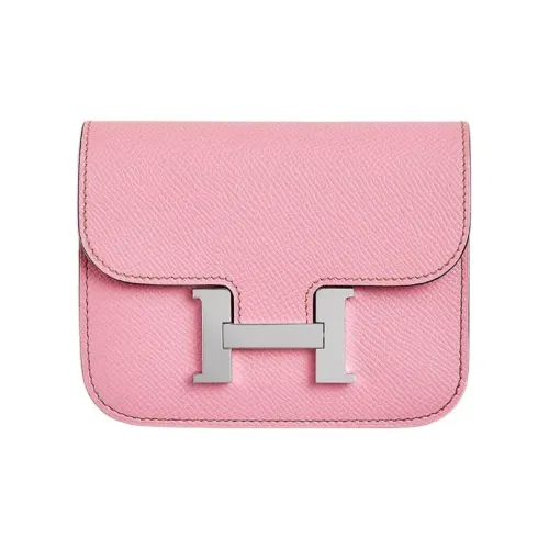 HERMES Épaule Кожаный Клатч Кошелек Женский 5P Розовый