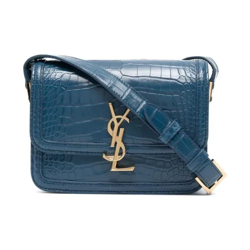 SAINT LAURENT Solferino Телячья кожа Сумка через плечо Маленькая Женская Бирюзовый Синий
