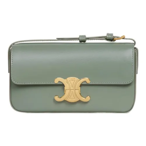 CELINE Claude Телячья кожа Сумка через плечо Женская Зеленая