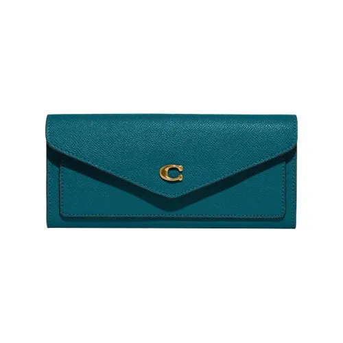 COACH Крестообразный текстура кожа клатч держатель для карт кошелек женский бирюзовый темно-зеленый