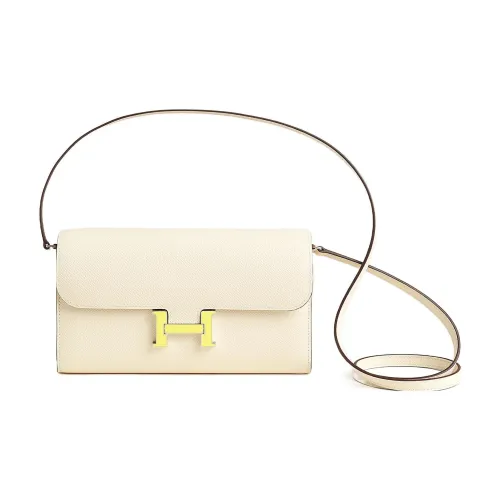 HERMES Constance To Go Эпсомская кожа Кошелек Ручная Сумка через плечо Женская Белая Желтая