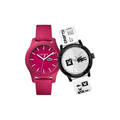 LACOSTE 12,12 Collection Наручные часы Кварцевый механизм Смольный ремешок 38 мм Розовый циферблат Унисекс 2000957+2011180