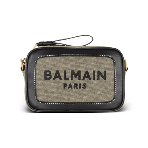 BALMAIN B Army Холст и Кожа Сумка Сумка через плечо Клатч Женский Черный Зеленый