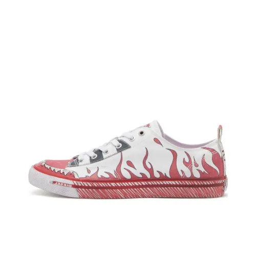 DIESEL S Athos Low-Top Canvas Shoes White Red Men's