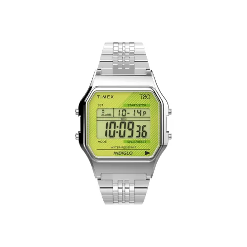 TIMEX T80 Collection Часы Электронные Механизм Нержавеющая сталь Ремешок 34 мм Зеленый циферблат Унисекс