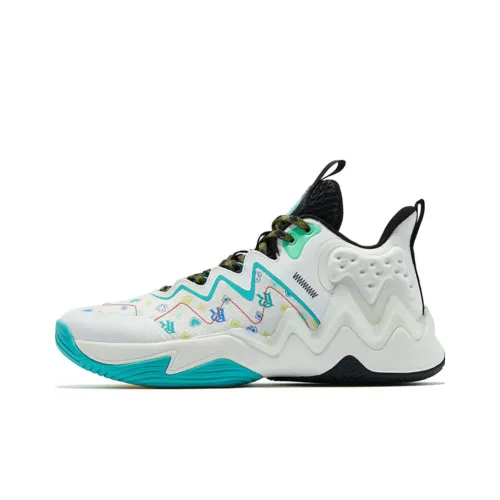 QIAODAN UH huh Rebound Low Top Баскетбольные кроссовки Мужской Белый Синий