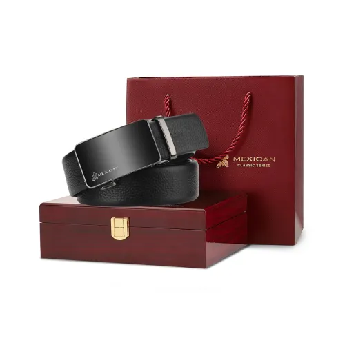MEXICAN Деревянный ящик Бизнес Глянцевый Автоматическая пряжка Ремни из коровьей кожи Мужской 3,5 см