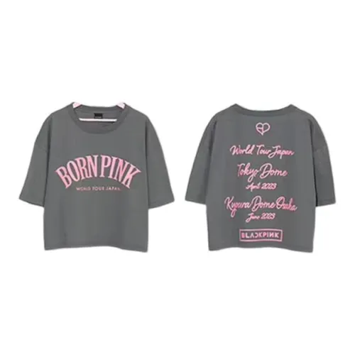 Черно-розовый логотип T-рубашка серого цвета мерч по IP