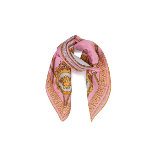 VERSACE Шелковые шарфы Конфетно-розовый Золотой Унисекс