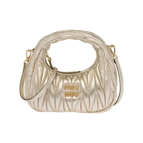 MIU MIU Matelassé Мягкая овечья кожа сумка-хобо сумка через плечо мини женская Pyrite