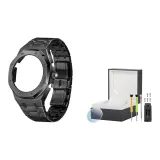 Полный металл, черное покрытие + коробка для часов + закаленное стекло для защиты экрана