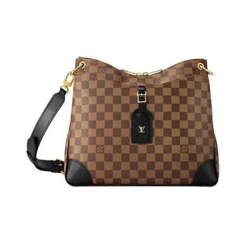 LOUIS VUITTON Damier Ebene Холст и Кожа Комбинированная Сумка через плечо Средняя Женская Коричневая