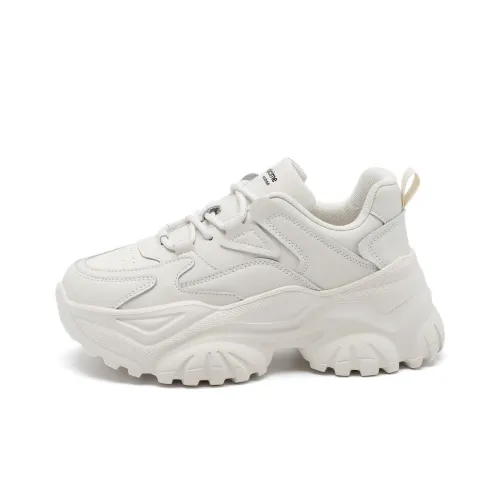 AGSDON Низкий топ толстая подошва кроссовки женские бежевые