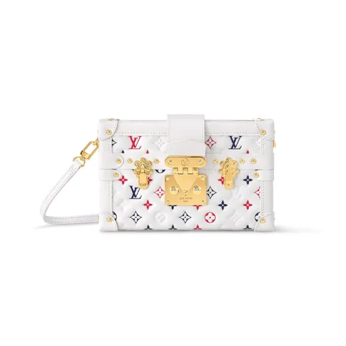 LOUIS VUITTON PETITE MALLE Овчина Коробка Сумка через плечо Женская Белая