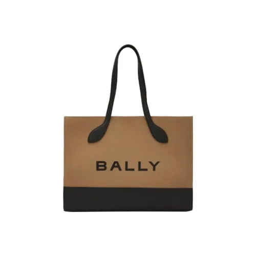 BALLY Сумка из ткани с коровьей кожей тоут сумка для покупок сумка через плечо большая женская песочного и черного цвета