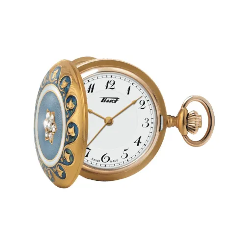 TISSOT Mechanical Механизм Ручной Подзарядки 18К Золото Карманный Часы 30,3 мм Мужские Часы Белый