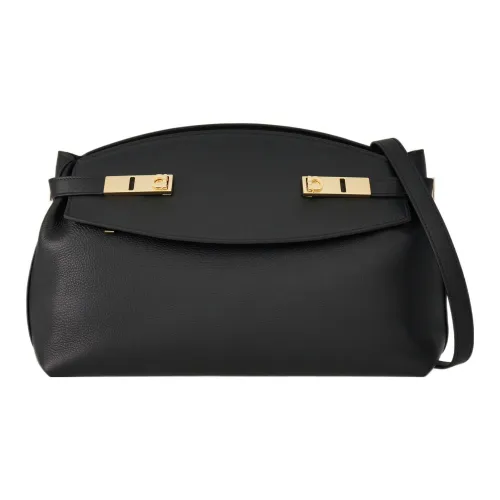 FERRAGAMO GANCINI Коровья кожа Сумка через плечо Большая Женская Черная